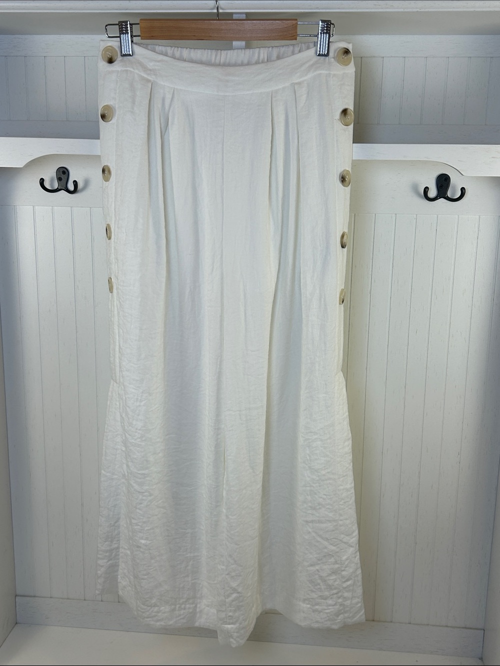 J.O.A. Cream Maxi Skirt with Side Buttons